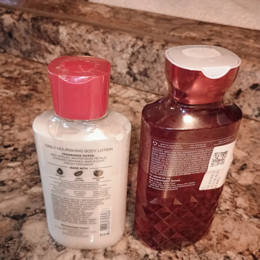 Bath & Body Works Winter Candy Apple Body Wash and Lotion Set New